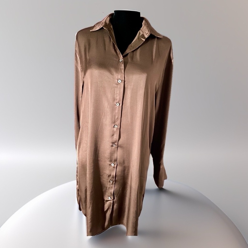 Chocolate Long Sleeve Button Down Shirt Dress